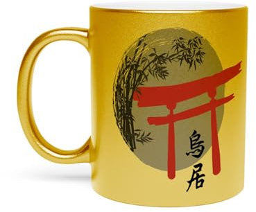 Fabulous Gold Chrome Ceramic Mug - Torii Buddhism Japan Asia Culture Portal - 325ml