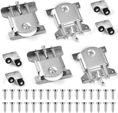 ADERTOS 4 PCS Ruedas para Puerta Corredera de Armario, Guias Correderas para Puertas, kit de Ruedas para Puertas Correderas de Armarios, Ruedas de Hierro Galvanizado para Puertas Correderas de Armario