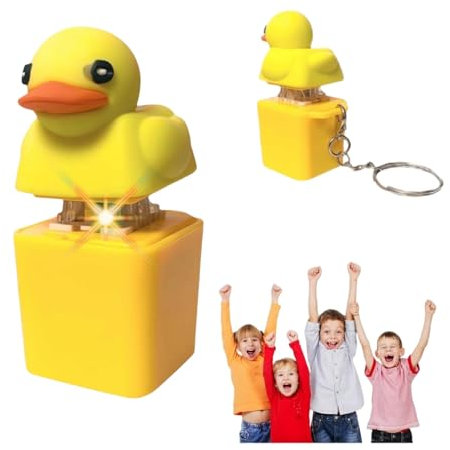 Quacking Duck Fidget Toy, Quacking Ducky Keychain with Colorful Lights, Anxietys Relief Toy Duck Keyboard Clicker Fidgets Quacking Duck Fidget Toy Keychain for Home Office School (B)