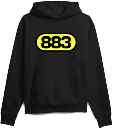 Generico Felpa con Cappuccio Nera 883 Band | Made in Italy (IT, Testo, XL, Standard, Nero)