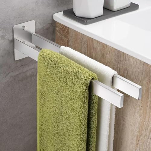 Porta Asciugamani Bagno,SUS304 Appendi Asciugamani Bagno,Porta Asciugamani Bagno da Parete 40cm,Due Metodi di Installazione, Adesivo/Perforato, per Bagni, Cucine