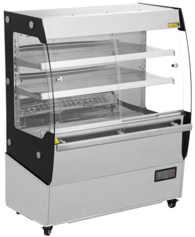 Buffalo HW922 Freestanding Heated Multideck Display 200Ltr, Black | Glazed double doors offer clear visibility of hot food, while digital temperature controls ensure commercial safety.