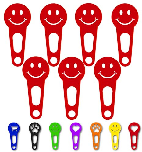 OnAir® Gettoni per Carrello Spesa con Portachiavi – Gettoni Subito Estraibili, Facili da Usare e da Reinserire (Happy Face, Rosso, 100 pezzi)