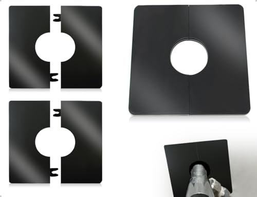 AOYEGIC 2 Stück Rohrabdeckung,Selbstklebende ABS Duschabdeckung Dekorative,verwendet für Zuhause,Küche Abdecken von Drähten,Wasserhähnen,Rohren und Löchern in Wänden(Schwarz,Quadratische)