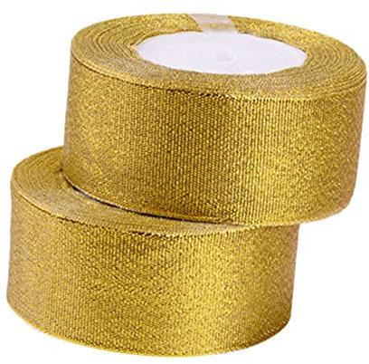 Lurrose 2Rollos Cintas Metálicas Doradas de Yardas Manualidades Envoltura de y Decoraciones Festivas