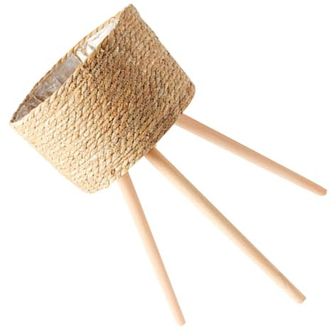 Milisten Blumenständer Aus Holz Geflochtene Pflanztöpfe Blumentopf Mit Beinen Für Draußen Geflochtene Ständer Dekorativer Korbständer Töpfe Für Pflanzen Weidenkorb Mit Füßen