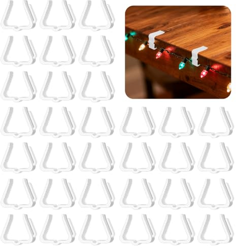 Leikedun 60 Stück Dachrinnenhaken für Lichterketten, 4cm Kunststoff Dachrinnenhaken, Feiertags Hänge Clips für Zäune Fascia Board Traufen Weihnachten Deko