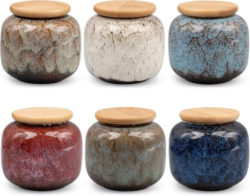 Set aus 6 Mini-Urnen für Menschliche Asche – 8 cm Kleine Keramik Erinnerungsurnen, Dekorative Andenken-Urnen für Haustier- oder Menschliche Asche