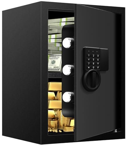 ToruKeep 70L Fireproof Safe Box with LED Sensor Light – Digital Keypad Home Document Safety Box, Electronic Combination Lock for Cash Jewelry, Steel Security Lock Box for Office (38x31x50cm)