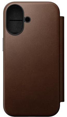 NOMAD Modern Leather Folio | für iPhone 17 | Schutzhülle aus Polycarbonat und hochwertigem Echtleder Ummantelung | MagSafe-kompatibel | Brown