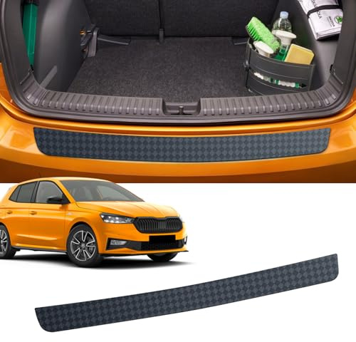 CDEFG Kompatibel mit Skoda Fabia 4 IV 2021-2025 Ladekantenschutz Kratzschutz für Kofferraum Selbstklebend TPU Folie Carbon Fiber Schutzfolie Stoßstangenschutz Heckstoßstangenschutz Zubehör