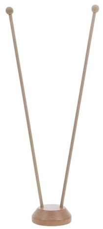 Operitacx Support de Drapeau Rond en Bois Massif 5,5 Cm Double Trou pour Bureau, Base Stable et Résistante à L'usure, Porte-drapeau de Table Polyvalent pour Salle de Réunion et Espace