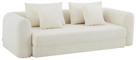 Vente-unique - Schlafsofa Catono Stoff Beige 240 cmx111 cm | Weichheit des Frotteestoffs | Abnehmbarer Bezug | Ausklappmechanismus
