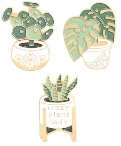 Housoutil Lot de 3 Broches Succulentes en Alliage Léger pour Femmes, Épingles à Plantes en Pot Vertes, Décoration Chic pour Soirée et Fête de Noël