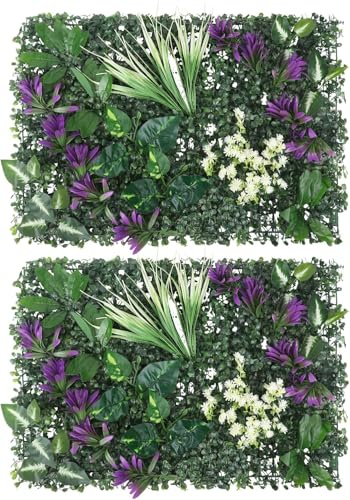 VeftBltrem 2 Kunstpflanzen-Wandpaneele 60x40cm, künstliche Grünpflanzen an der Wand, realistische Pflanzendekoration, geeignet für Innen, Außen, Wand, Balkon, Garten, Hochzeit. (C17)