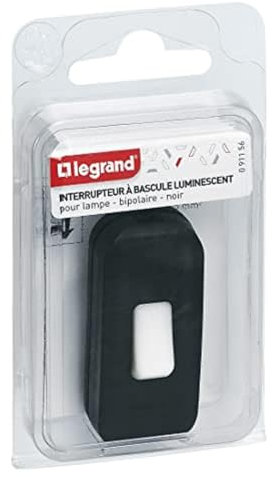 Legrand - Interrupteur à bascule pour lampe - lumineux - bipolaire - blister - noir