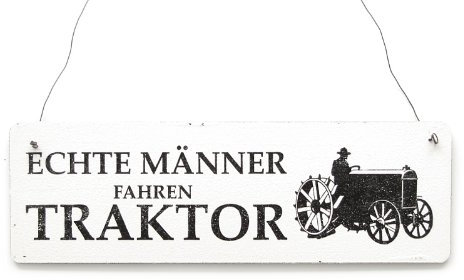 Interluxe Shabby Vintage Schild mit Spruch Türschild Echte Männer Fahren Traktor Geschenkidee für Freund Mann Kollege Onkel Nachbar Trecker Holzschild Werkstatt