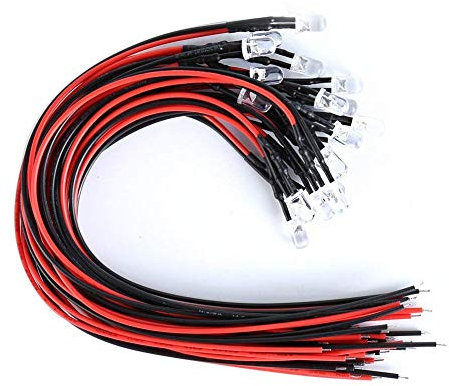 LAOMAO 20x 5mm LEDs mit 20cm Kabel 12 Volt DC/Led fertig verkabelt (5mm, Blau)