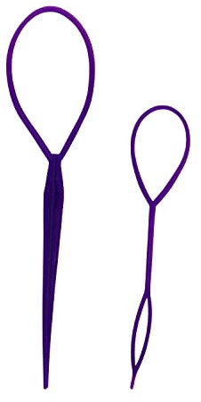 Trimming Shop Hair Braiding Tool, Topsy Tail Maker French Braid Loop for Hair Styling, Durable Ponytail Holder for Girls and Women, Purple