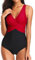 PANOZON Femme Une Pièce Maillot de Bain Bikini Push Up Bricolore Taille Grande Couleur Pure(EUR46-48(3XL), 1-Rouge)