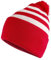Armycrew Beanie-Mütze mit Bommelmanschette, Rot/Weiß gestreift, 1 Stück, Einheitsgröße