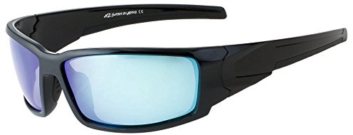 HZ Series Aquabull - Premium Polarized Sunglasses by Hornz – Gloss Black Frame – Ice Blue Mirror Lens