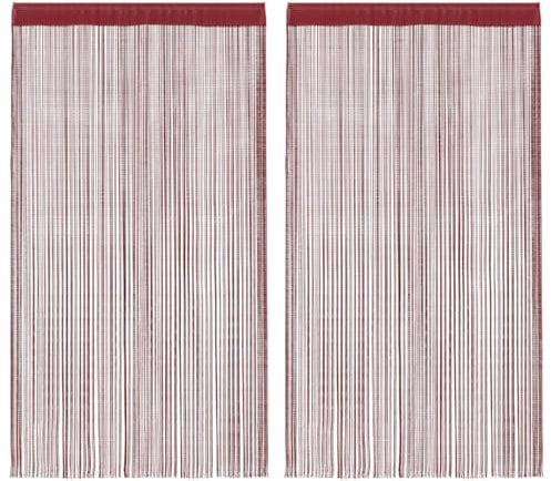 vidaXL 2X Fadenvorhang Vorhang Dekovorhang Raumteiler Türvorhang Fadengardine Gardine Fenstervorhang Fadenvorhänge140x250cm Burgunderrot
