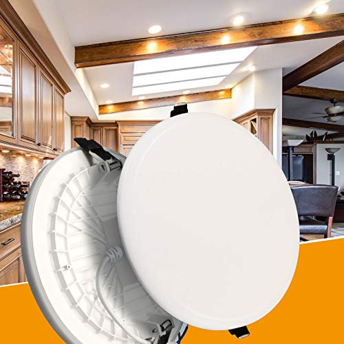 Maxkomfort LED Panel RANDLOS flach Einbaustrahler Spot Einbauspot Deckenleuchte Weiß Lampe Leuchte Rund 15W warmweiß