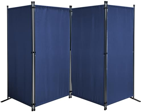 QUICK STAR Paravento da Giardino 220 x 165 cm 4 parti pieghevole Divisorio in Tessuto Balcone Protezione della Privacy Blu