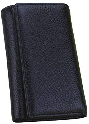 Portachiavi in pelle uomo donna con 6 ganci colore nero cm. 11,2 x 7 x 2,5