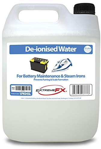 De-ionised Water 5 Litres - Top up water - De Mineralised water, demi water - Suitable for battery maintenance, steam irons, Car Radiators, fountains etc