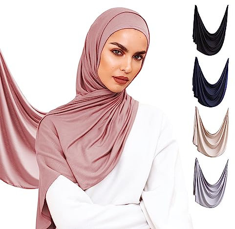 Voile Chic 5 Farben Vorgenähter Sofort-Premium-Jersey-Kopftuch – Dusty Rose