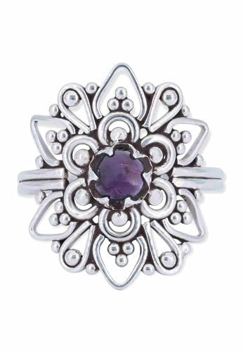 mantraroma Bague femme argent 925 améthyste pierre précieuse violette insolite ludique