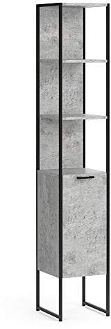 Vicco Badschrank Fyrk, Badezimmerhochschrank, Beton/Schwarz, 33 x 185 cm