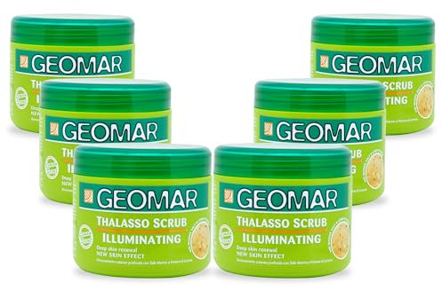 GEOMAR | Illuminierendes Thalasso Peeling, Tiefenerneuerung der Haut, Neuer Hauteffekt, mit Meersalz, Zitronenpulver und Spurenelementen aus dem Toten Meer, Made in Italy, 6 x 600 g