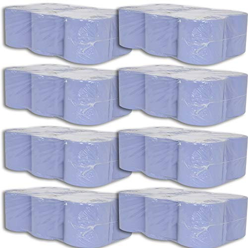 Blue Roll 2 Ply – Centre Feed Paper Towel Roll | 48 Pack | Strong, Absorbent Cleaning Roll for Kitchen, Industrial & Commercial Use | Embossed Wipe Tissue for Dispensers