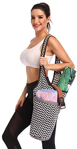 Ducomi Sac pour Tapis de Yoga, Sac de Sport avec Poche pour Bouteille d’Eau, Serviette et Accessoires, Sac à Bandoulière Pratique pour Sport, Fitness, Pilates, Cadeau pour Femme (Zigzag)