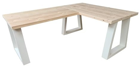Wood4you - Eckschreibtisch - Vancouver Fichte -190/150 - Weiß eckschreibtische -bürotische - massiv Schreibtisch- bürotisch - Schreibtisch l Form - Schreibtisch Holz -Schreibtisch groß