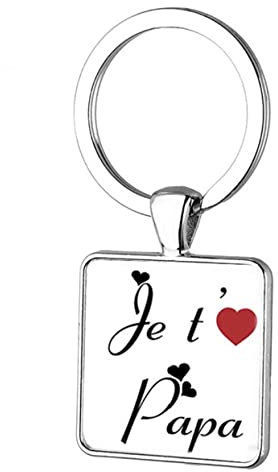 Porte-clés carré Je t'aime - Porte-clef papa - Cadeau Papa - fête des pères