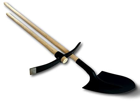 Kibros PLRPIOCKIT - Set di paletta da muratore con manico da 130 cm, testa in acciaio, sabbia ghiaia terra, scavare o pietra