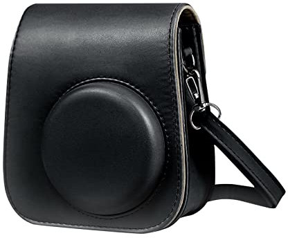 HIUOUIH Tasche Kompatibel mit Instax Mini 11 Kamera Schutzhülle Fujifilm Hülle Sofortbildkameras Huelle aus Weichem Kunstleder Kameratasche Portable Case Abdeckung Abnehmbaren Riemen, Schwarz