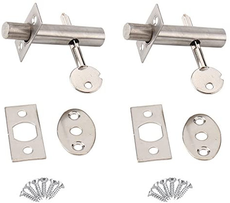 BDHI 2pcs Door Security Rack Bolt Door Mortice Rack Bolt Security Deadbolt Mortice Door Lock with Bolts and Star Keys Bolt Thumb Turn Anti-Theft Door Lock(Y123-2)