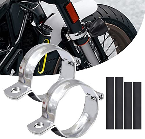 Biqing 2PCS Motorbike Turn Signal Mount Bracket,52-60mm Metal Motorcycle Modified Turn Signal Light Indicator Mount Bracket Clamp Front Fork(Silver)