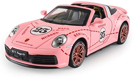 LANUVA 1/32 Für Porsche 911 Targa 4s Hohe Simulation Spielzeug Sportwagen Metalldruckguss Handwerk Sammlerstück (Color : Pink)