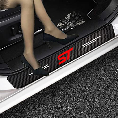 4 Piezas ST Line Pegatinas Protective de Umbral de Puerta para Ford Focus Escape Edge Ecosport Kuga F150 Puma Decoración para Estribos de Coche de Fibra de Carbono Red ST