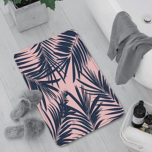 Badematte rutschfest, Badteppich für Badezimmer,Marine und Erröten, Sommer Exotische Blumen Tropische Palme Blatt Bananenpflanze Hawaii,Waschbar Badezimmerteppich für Wohnzimmer Schlafzimmer 60x100 cm