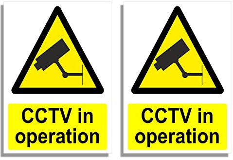 CCTV In Operation Sign – 2/5/10 Pack Self Adhesive CCTV Stickers – 10cm x 7cm Landscape Warning Signs for Outdoor Indoor Use (2)