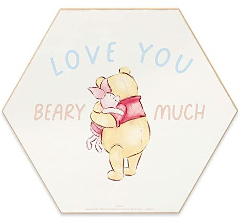Disney Winnie Puuh und Ferkel Love You Beary Much Holz-Wanddekoration – bezauberndes Winnie Puuh Schild für Kinderzimmer oder Kinderzimmer