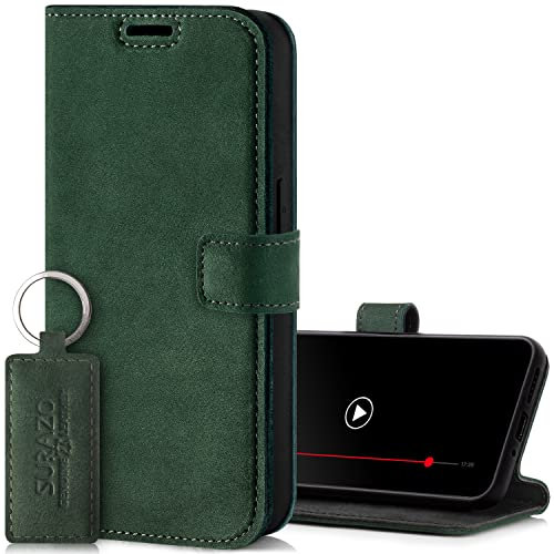 Surazo Leather Wallet Mobile Phone Case Compatible with Samsung Galaxy A34 - Flip & Fold Smartphone Case with Stand RFID Blocker, Magnet Closure, 3 Slots for Bank Cards - Handcrafted European Leather