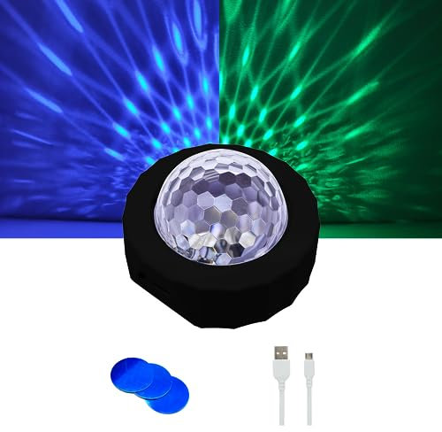 P auke'réi Car Interior DJ Ball Light with Sound Activated Function, Disco Light, Party Lights DJ Disco Lights, Portable Stage DJ Lamp, Party Lights, Rechargeable, LED Party Strobe (Black)